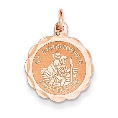 Saint Christopher Medal Charm 14k Rose Gold XR658, MPN: XR658, 886774132334