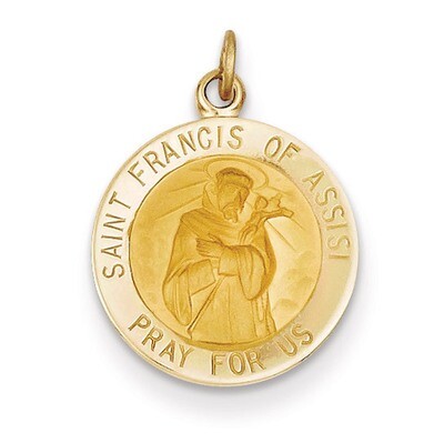 Saint Francis of Assisi Medal Charm 14k Gold XR391, MPN: XR391, 191101544286