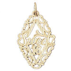 Dazzlers Jewelry Sweet Sixteen Pendant Necklace Charm Bracelet in Yellow, White or Rose Gold 10318,…