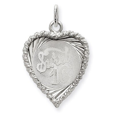 Sweet Sixteen Disc Charm Sterling Silver QC357, MPN: QC357, 883957849423