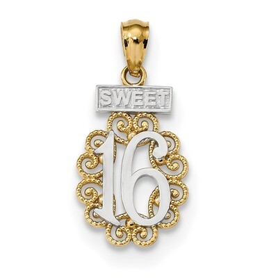Sweet 16 with Filigree Pendant 14k Gold &amp; Rhodium K5888, MPN: K5888, 883957846019