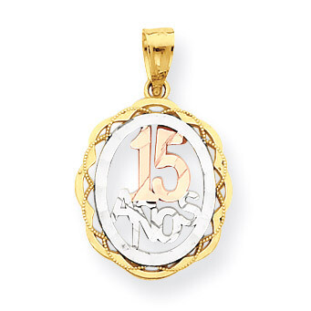 Sweet 15 Oval Pendant 10k Two-Tone Gold 10C973, MPN: 10C973, 886774022567