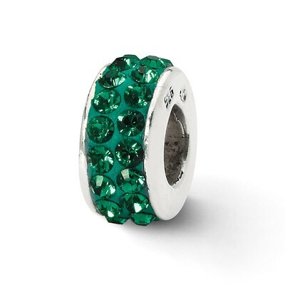 Green Double Row Swarovski Crystal Bead Sterling Silver QRS2006, MPN: QRS2006, 883957514833