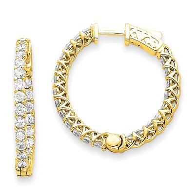 Diamond Round Hoop with Safety Clasp Earrings 14k Gold XE2006AA, MPN: XE2006AA, 191101381157