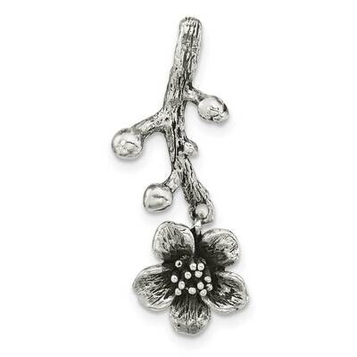 Oxidized Branch with Flower Pendant Sterling Silver QP5572, MPN: QP5572,