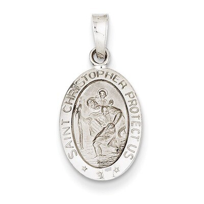 Saint Christopher Medal Charm 14k White Gold XR519, MPN: XR519, 886774582245