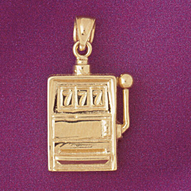 Dazzlers Jewelry Slot Machine Pendant Necklace Charm Bracelet in Yellow, White or Rose Gold 5416, M…