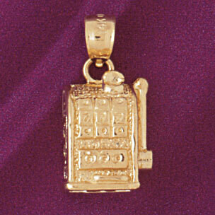 Dazzlers Jewelry Slot Machine Pendant Necklace Charm Bracelet in Yellow, White or Rose Gold 5418, M…