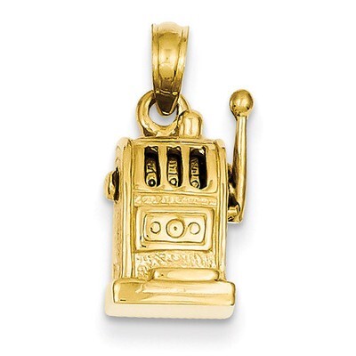 3-D Moveable Slot Machine Pendant 14k Gold C3042, MPN: C3042, 637218135486