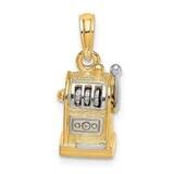 3-D Slot Machine Moveable Handle Charm 14k Gold Rhodium K9321, MPN: K9321, 637218105106