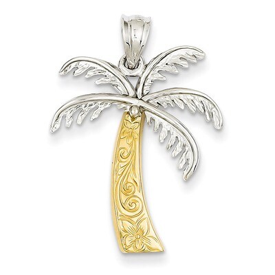 Palm Tree Pendant 14k Two-Tone Gold K4158, MPN: K4158, 886774616827