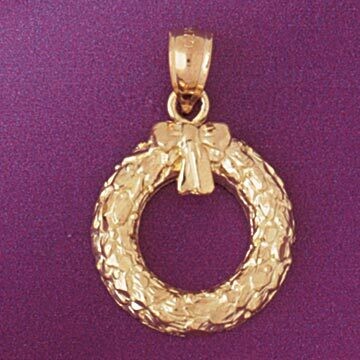 Dazzlers Jewelry Christmas Door Wreath Pendant Necklace Charm Bracelet in Yellow, White or Rose Gol…