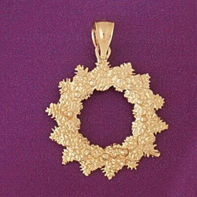 Dazzlers Jewelry Christmas Door Wreath Pendant Necklace Charm Bracelet in Yellow, White or Rose Gol…
