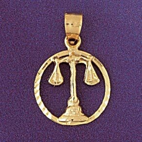 Dazzlers Jewelry Libra Scales Zodiac Pendant Necklace Charm Bracelet in Yellow, White or Rose Gold …