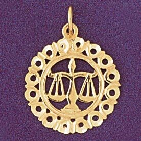 Dazzlers Jewelry Libra Scales Zodiac Pendant Necklace Charm Bracelet in Yellow, White or Rose Gold …