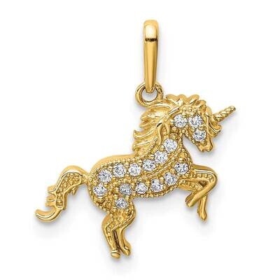 Rearing Unicorn Pendant 14k Gold CZ Diamond YC1432, MPN: YC1432, 886774040233