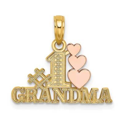 #1 Grandma with Three Hearts Charm 14k Two-tone Gold K9129, MPN: K9129, 637218047857