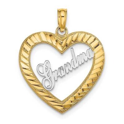 Heart Frame Grandma Charm 14k Gold Rhodium Diamond-cut K9453, MPN: K9453, 637218137497