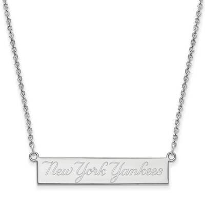 MLB New York Yankees Small Bar Necklace Sterling Silver Rhodium-plated SS064YAN-18, MPN: SS064YAN-1…