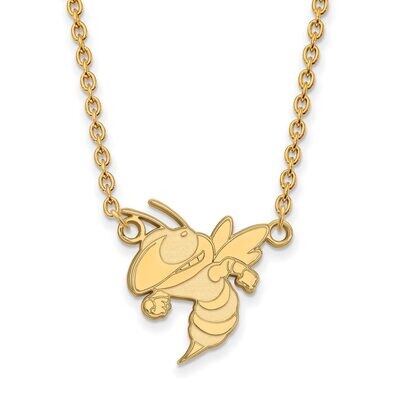 Georgia Institute of Technology Large Pendant with Chain Necklace Gold-plated Silver GP050GT-18, MP…