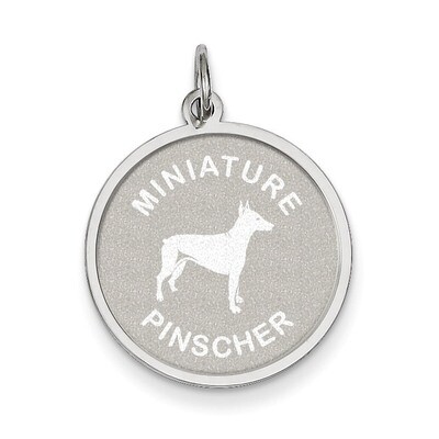 Miniature Pinscher Disc Charm Sterling Silver QC2695, MPN: QC2695, 883957137261