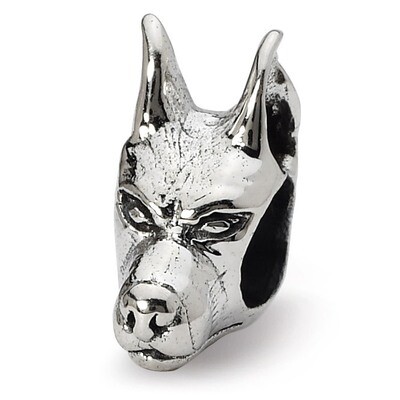 Doberman Pinscher Head Bead - Sterling Silver QRS1274, MPN: QRS1274, 883957302379