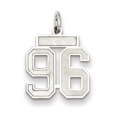 Charm Number 96 Satin Sterling Silver Small QPS96, MPN: QPS96, 191101283246