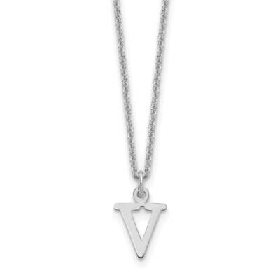 Cutout Letter V Initial Necklace 10k White Gold 10XNA727W/V, MPN: 10XNA727W/V,