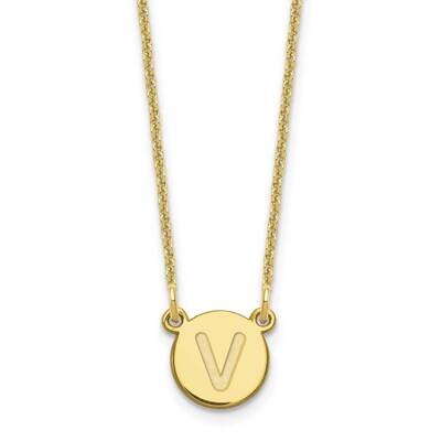 Tiny Circle Block Initial Letter V Necklace 10k Gold 10XNA722Y/V, MPN: 10XNA722Y/V,