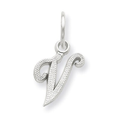 Casted Initial V Charm 14k white Gold WCH138-V, MPN: WCH138-V, 883957133584