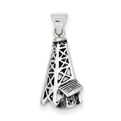 Oil Derrick Pendant Antiqued Sterling Silver QC3851, MPN: QC3851, 883957908830