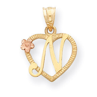 Initial N in Heart Charm 14k Two-Tone Gold D898N, MPN: D898N, 883957130453
