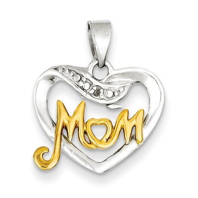 Vermeil Diamond Mom Pendant Sterling Silver QP1187, MPN: QP1187, 883957958170