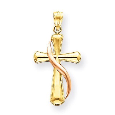 Polished Cross Pendant 14k Two-Tone Gold C3815, MPN: C3815, 883957456843