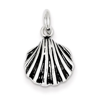 Seashell Charm Antiqued Sterling Silver QC7641, MPN: QC7641, 883957539782