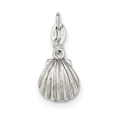 Satin Seashell Charm Sterling Silver Polished QC8697, MPN: QC8697, 191101366932