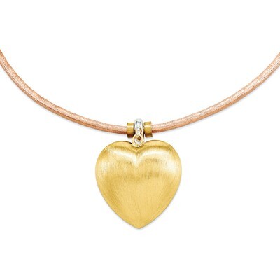 Gold plated heart on round 18 Inch neck Sterling Silver QSC113-GOS-18