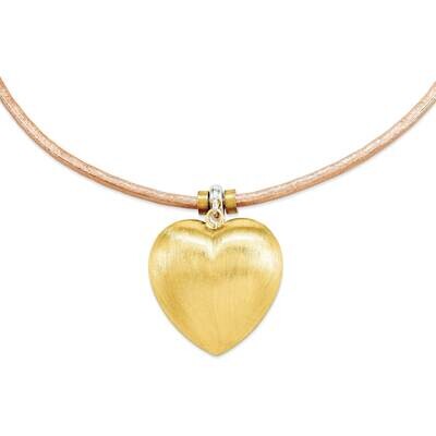 Sterling Silver Gold plated heart on round 18 in neck QSC113-GOS-18