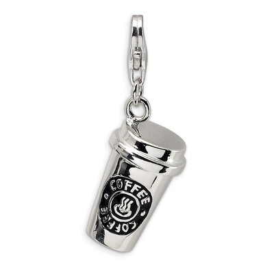 3-D Enameled To Go Coffee Cup Charm Sterling Silver QCC281 by Amore La Vita, MPN: QCC281, 883957332…