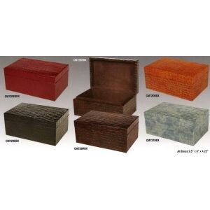 Tizo Faux Croc Box 9.5 x 6 x 4.25 Inch - Light Brown, MPN: CM72ORBX,