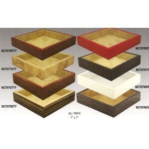 Tizo 7 x 7 Inch Square Wooden Valet Tray - Shiny Brown, MPN: NC707STTY,