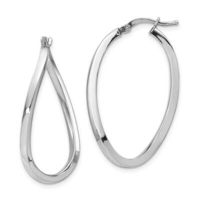 Leslie&#39;s 2mm Polished Twisted Oval Hoop Earrings 14k White Gold HB-LE2006W, MPN: LE2006W, 191101734…