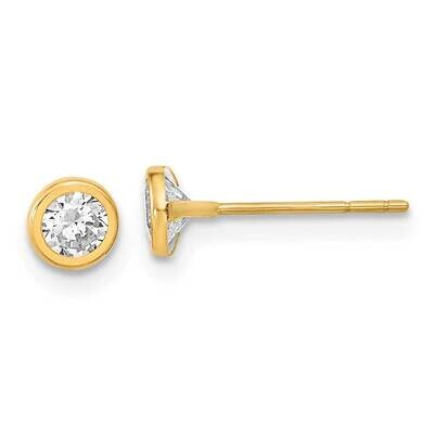 Circle Bezel with CZ Diamond Post Earrings 14k Gold Polished YE2006, MPN: YE2006, 191101798955