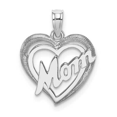 Mom Inside Heart Charm 14k White Gold K9589W, MPN: K9589W, 637218174478