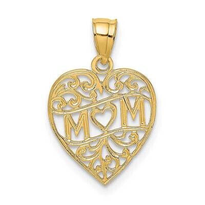 Mom In Heart Charm 14k Gold D3940, MPN: D3940, 637218032617