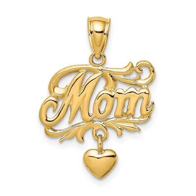 Mom with Dangling Heart Charm 14k Gold C2980, MPN: C2980, 637218089765