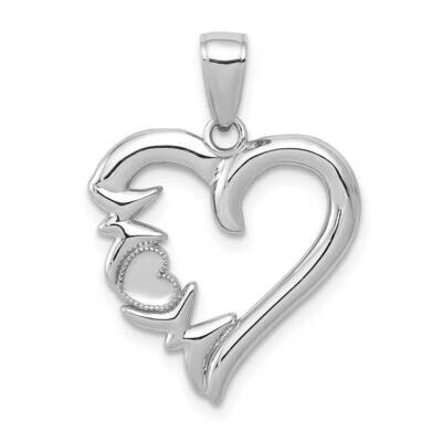 Heart with Mom On Left Side Charm 14k White Gold K5196W, MPN: K5196W, 637218169481
