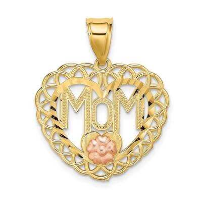 Mom In Heart Frame Charm 14k Two-tone Gold K1700, MPN: K1700, 637218083671