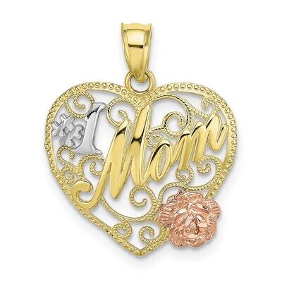 Yellow Rose Gold with Rh #1 Mom Heart Charm 10k Gold 10K9250, MPN: 10K9250, 637218150564