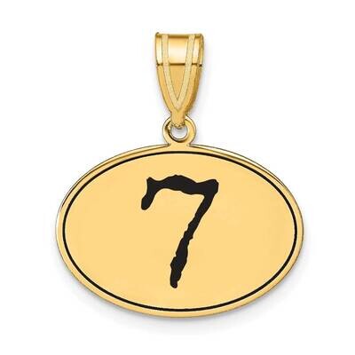 Number 7 Black Epoxy Oval Pendant 14k Gold Polished OEN07, MPN: OEN07, 196904082249